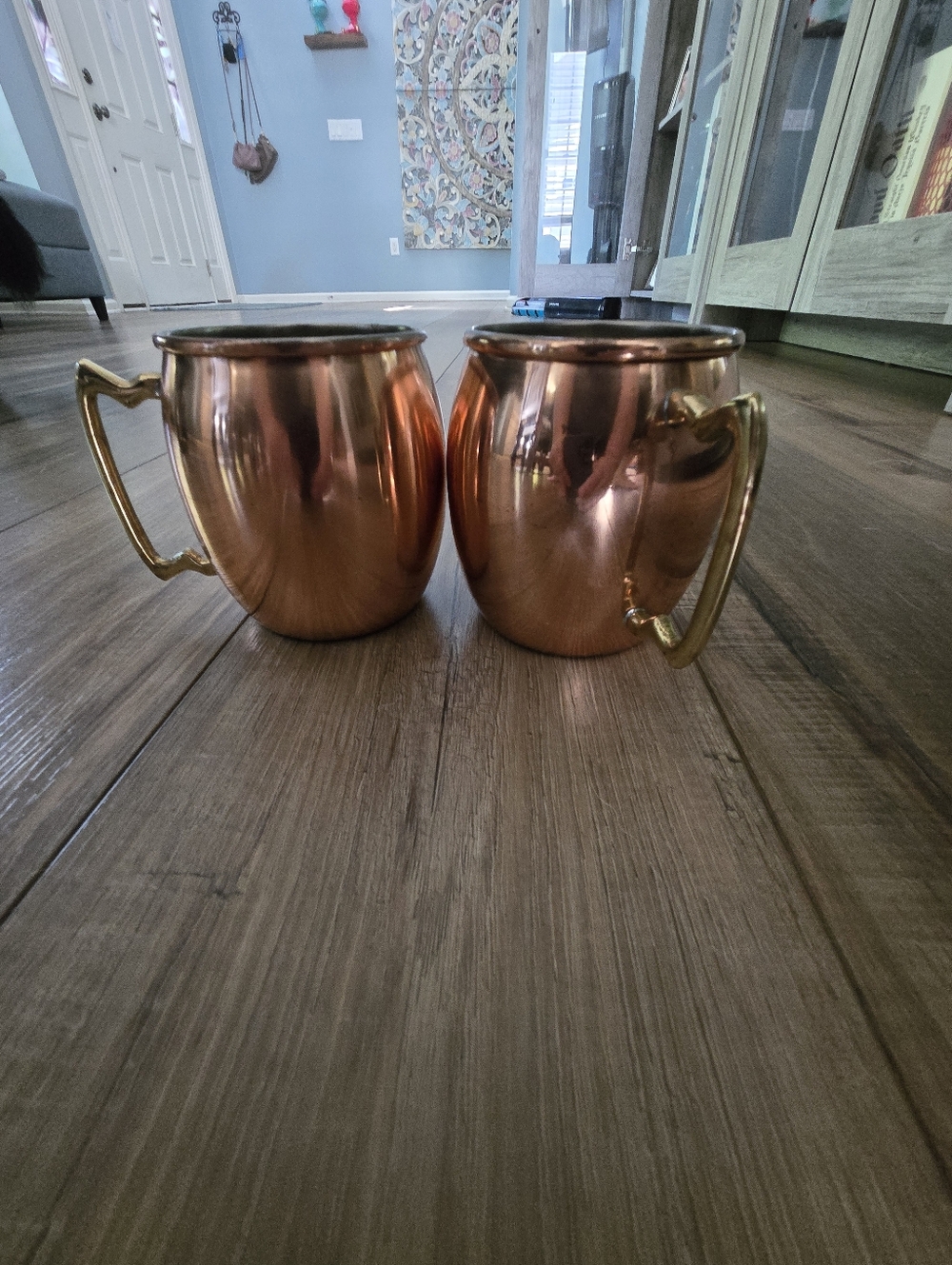 Set of 2 Copper Moscow Mule Mugs | Hammered Finish | Barware